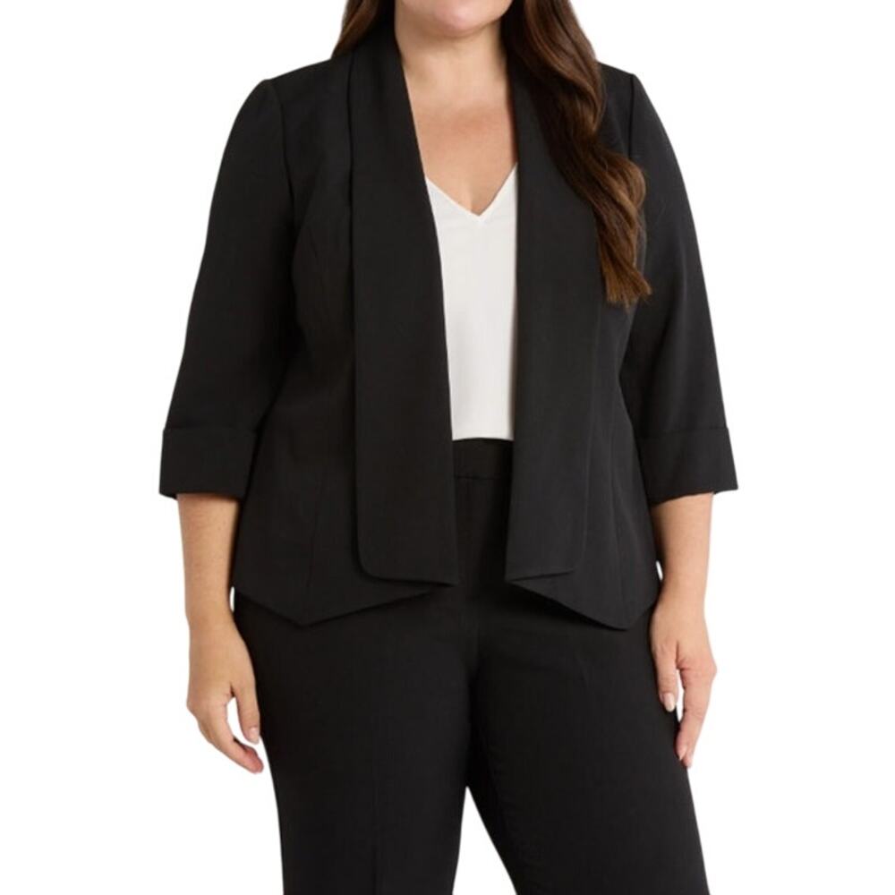Kasper Plus Size Collarless Open-Front Cardigan i… - image 1